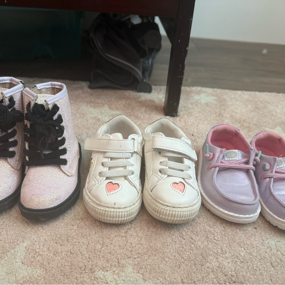 Hey Dude Kids Sneakers Set - Glitter, White, and Pink